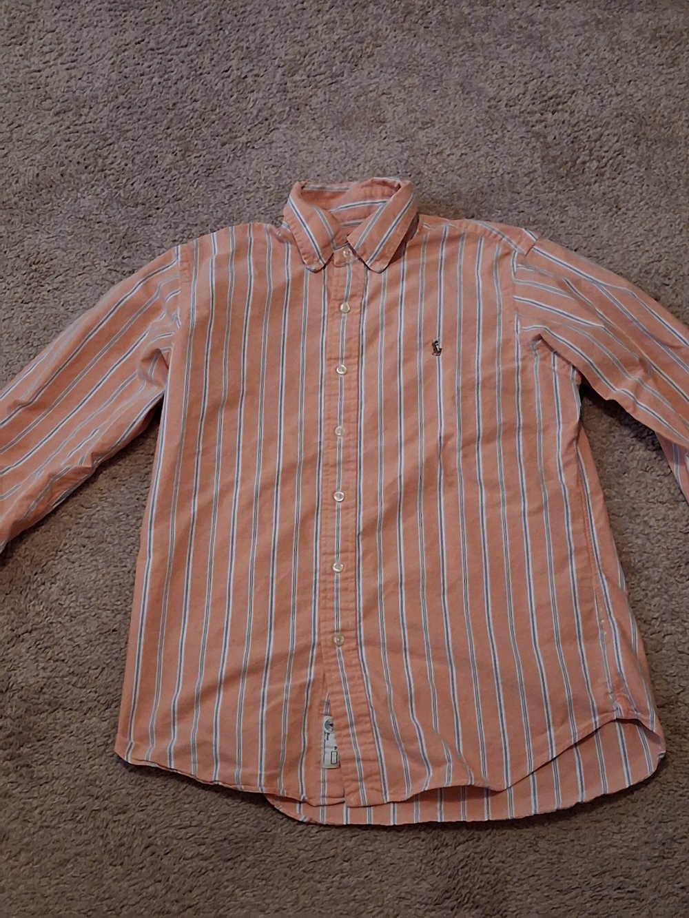 Men's Ralph Lauren Polo Striped Button-Down Shirt in Peach - Classic Fit